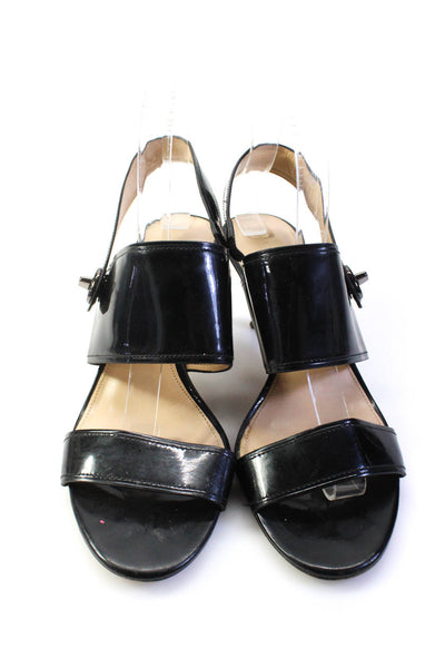 Coach Womens Black Leather Double Strap High Heels Sandals Shoes Size 8.5B