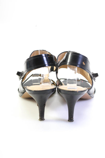 Coach Womens Black Leather Double Strap High Heels Sandals Shoes Size 8.5B