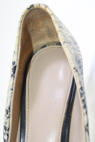 Coach Womens Beige Snakeskin Print Toe Cap Embellished Pumps Shoes Size 8.5B