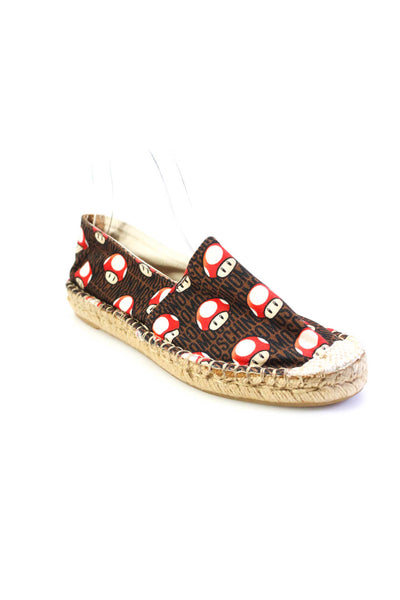 Moschino Womens Slip On Monogram Mushroom Espadrilles Loafers Brown Size 39