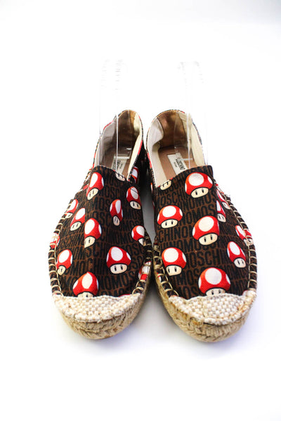 Moschino Womens Slip On Monogram Mushroom Espadrilles Loafers Brown Size 39