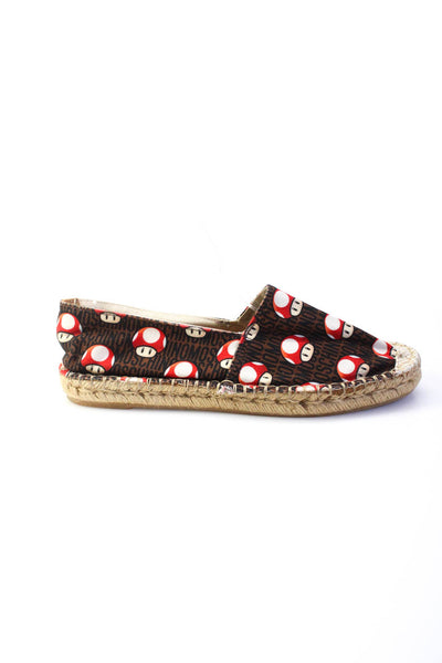 Moschino Womens Slip On Monogram Mushroom Espadrilles Loafers Brown Size 39