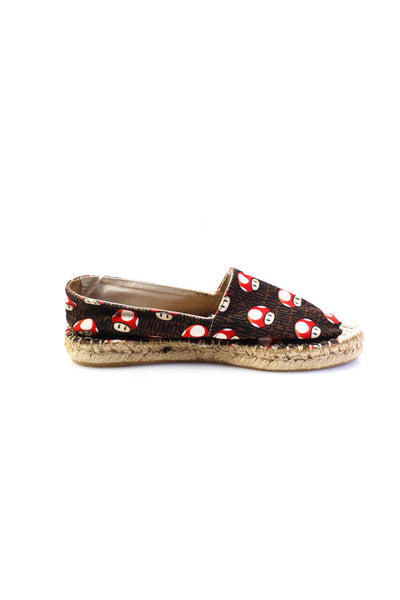 Moschino Womens Slip On Monogram Mushroom Espadrilles Loafers Brown Size 39