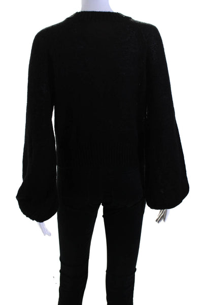 Toccin Womens Black Textured Crew Neck Long Sleeve Cardigan Sweater Top Size S