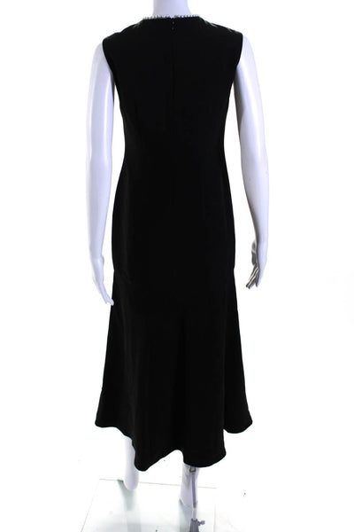 LDT Womens Faux Pearl Beaded Round Neck Sleeveless Maxi Dress Black Size 4