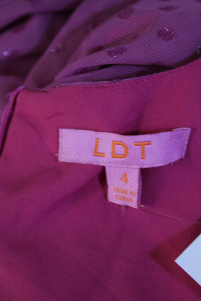 LDT Womens Metallic Polka Dot V-Neck Long Sleeve Zip Up Mini Dress Pink Size 4