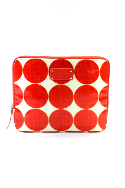 Kate Spade Womens Insulated Polka Dot Zip Around Red Flat Makeup Case Bag