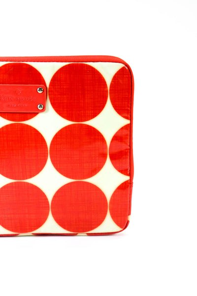 Kate Spade Womens Insulated Polka Dot Zip Around Red Flat Makeup Case Bag