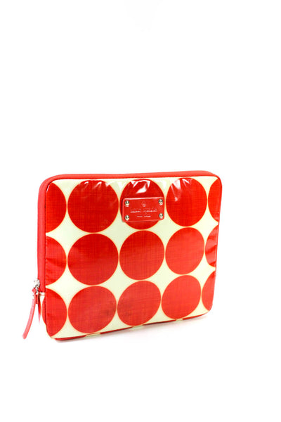 Kate Spade Womens Insulated Polka Dot Zip Around Red Flat Makeup Case Bag