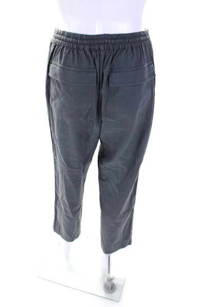 Vince Womens Drawstring High Rise Straight Leg Linen Pants Gray Size Large