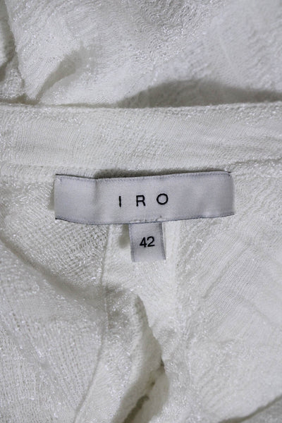 IRO Womens Short Sleeve Embroidered Fringe Knit Derwen Top White Cotton IT 42