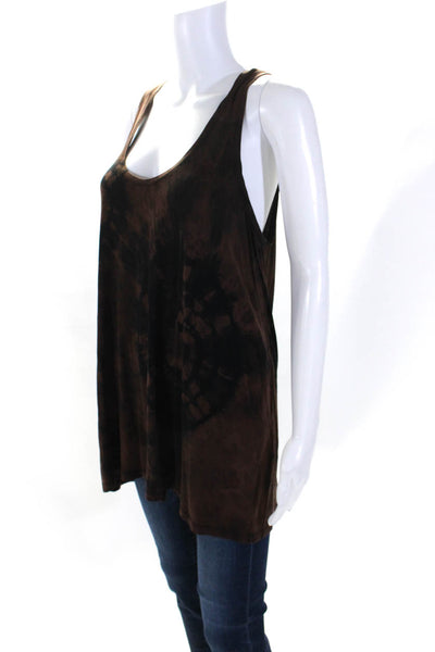 Vince Womens Sleeveless Scoop Neck Tie Dyed Top Brown Black Size Large