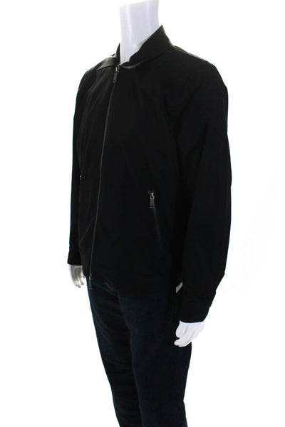 7 For All Mankind Mens Front Zip Collared Light Jacket Black Size Medium
