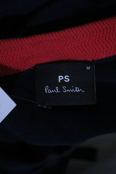 PS Paul Smith Womens Pullover Crew Neck Sweatshirt Navy Red Cotton Size Medium