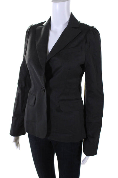 BCBGMAXAZRIA Womens Gray Wool Blend One Button Long Sleeve Blazer Size XS