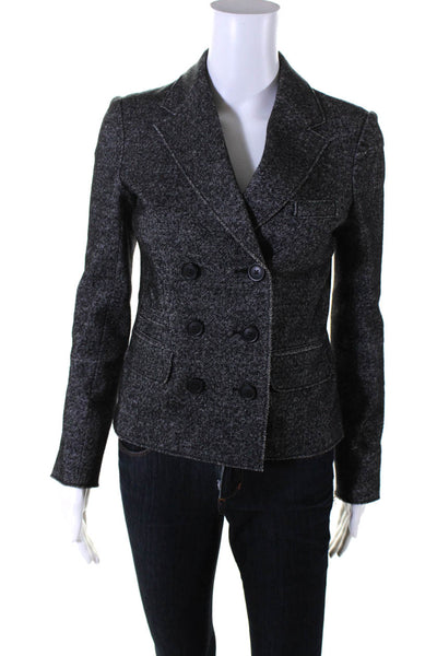 J Crew Womens Dark Gray Cotton Double Breasted Long Sleeve Blazer Jacket Size 0
