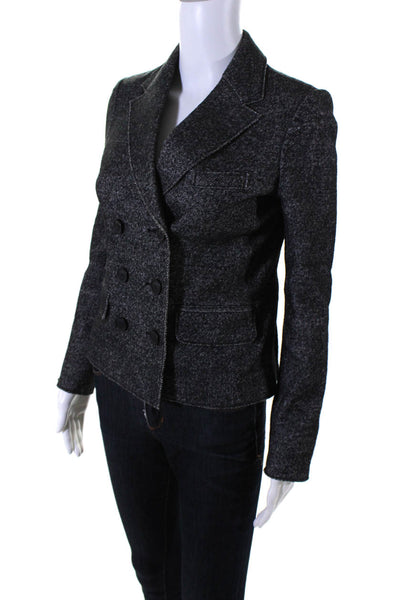 J Crew Womens Dark Gray Cotton Double Breasted Long Sleeve Blazer Jacket Size 0