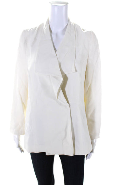 Valentino Miss V Womens Hook Button Front Collared V Neck Jacket White Size 6