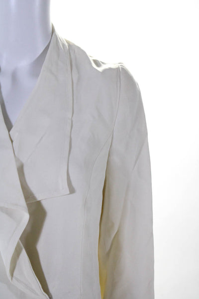 Valentino Miss V Womens Hook Button Front Collared V Neck Jacket White Size 6