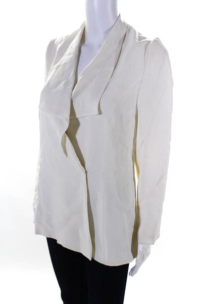 Valentino Miss V Womens Hook Button Front Collared V Neck Jacket White Size 6