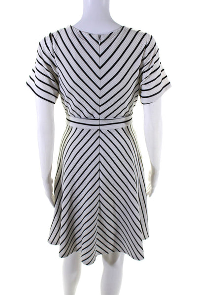 Hutch Womens White Striped Crew Neck Belt Short Sleeve Shift Dress Size M