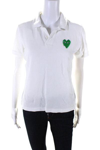 Play Comme Des Garcons Boys Cotton Short Sleeve Polo Shirt White Size L