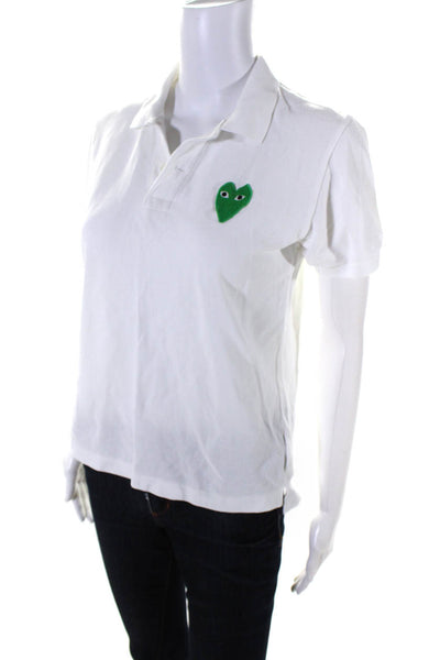 Play Comme Des Garcons Boys Cotton Short Sleeve Polo Shirt White Size L