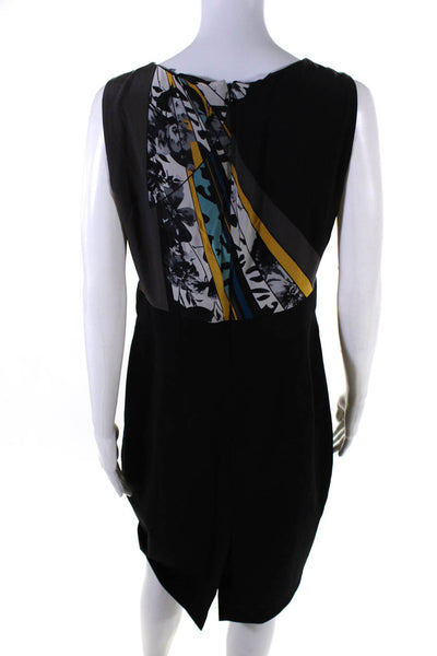 Tahari Womens Crepe Abstract Printed Sleeveless Zip Up Sheath Dress Black Size M