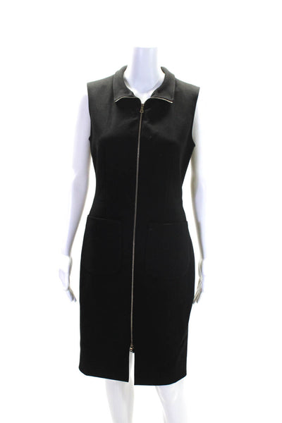 L'Agence Womens Front Zip Mock Neck Sleeveless Sheath Dress Black Size 6