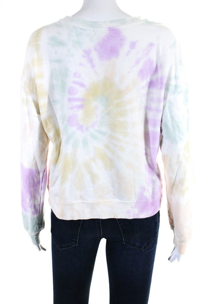 525 Womens Pullover Scoop Neck Tie Dyed Sweatshirt White Multi Cotton Size Small