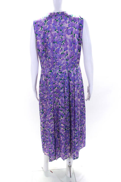 J Crew Collection Womens Sleeveless Button Down Floral Print Dress Purple Size 8