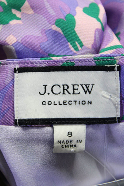 J Crew Collection Womens Sleeveless Button Down Floral Print Dress Purple Size 8