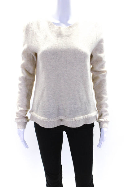 Club Monaco Womens Long Sleeve Crew Neck Sweater Beige Size Medium