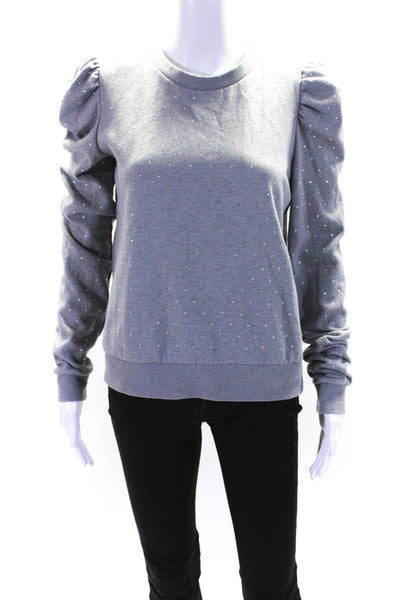 Generation Love Womens Long Sleeve Crew Neck Studded Sweater Gray Size Small