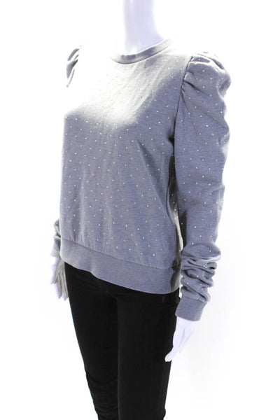 Generation Love Womens Long Sleeve Crew Neck Studded Sweater Gray Size Small