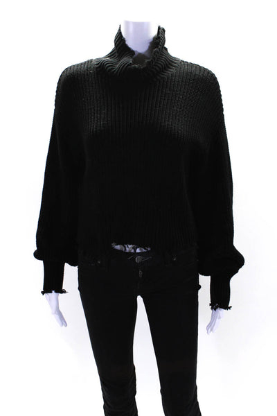 525 America Womens Thick Knit Long Sleeve Turtleneck Sweater Black Size Small