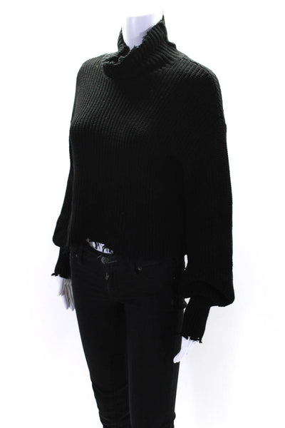 525 America Womens Thick Knit Long Sleeve Turtleneck Sweater Black Size Small