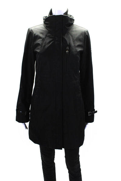 Post Card Womens Full Zipper High Neck Long Sleeves Parka Coat Black Size EUR 42