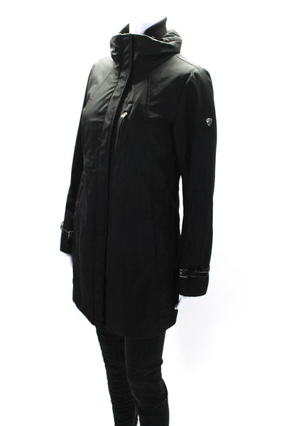 Post Card Womens Full Zipper High Neck Long Sleeves Parka Coat Black Size EUR 42