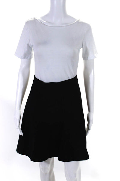 J Crew Womens Darted Back Zipped A-Line Slip-On Midi Skirt Black Size 0P