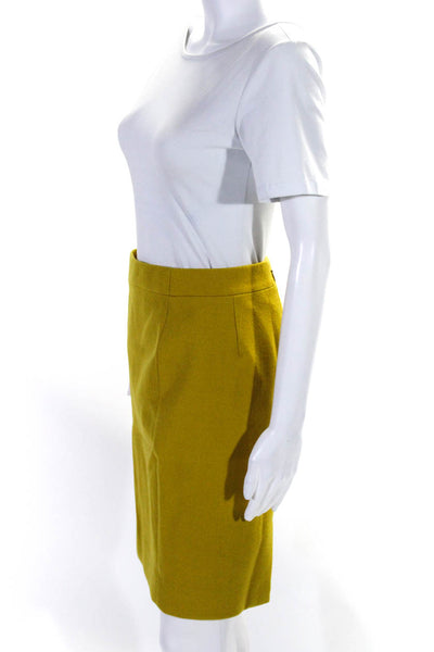 J Crew Womens Wool Back Zipped Straight Slip-On Midi Skirt Yellow Size 2P