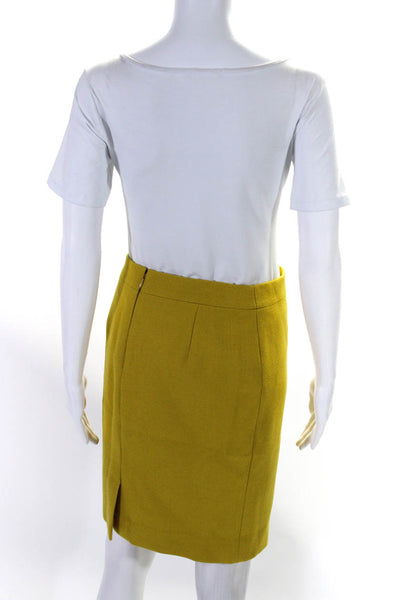 J Crew Womens Wool Back Zipped Straight Slip-On Midi Skirt Yellow Size 2P