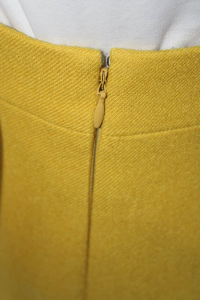 J Crew Womens Wool Back Zipped Straight Slip-On Midi Skirt Yellow Size 2P