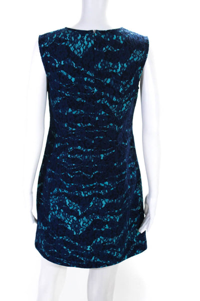 Cynthia Steffe Womens Embroidered Floral Print Zipped A-Line Dress Blue Size 4