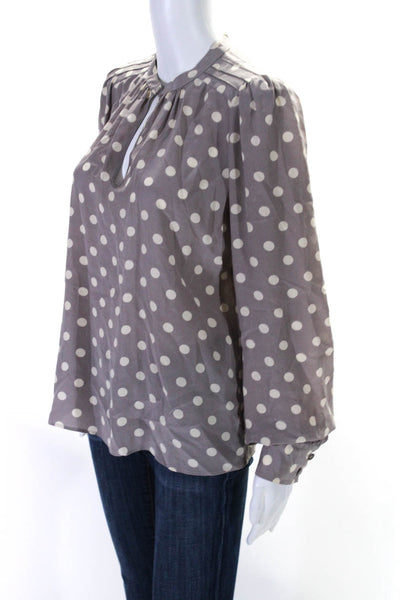 Marc Jacobs Womens Gray Silk Polka Dot V-Neck Long Sleeve Blouse Top Size 4