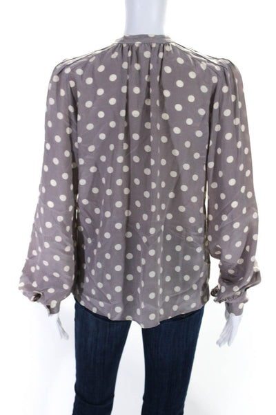 Marc Jacobs Womens Gray Silk Polka Dot V-Neck Long Sleeve Blouse Top Size 4