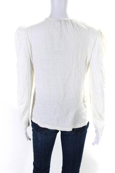 Joie Womens Beige Flora Crew Neck Long Sleeve Pullover Sweater Top Size XS