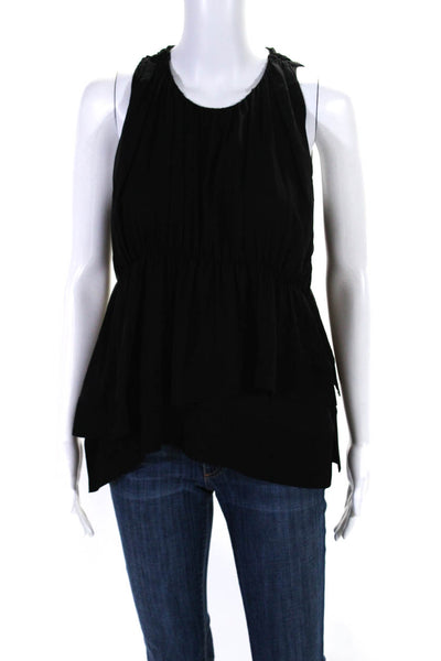 3.1 Phillip Lim Womens Black Silk Crew Neck Layered Sleeveless Blouse Top Size 4