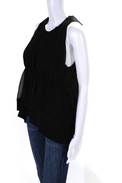 3.1 Phillip Lim Womens Black Silk Crew Neck Layered Sleeveless Blouse Top Size 4