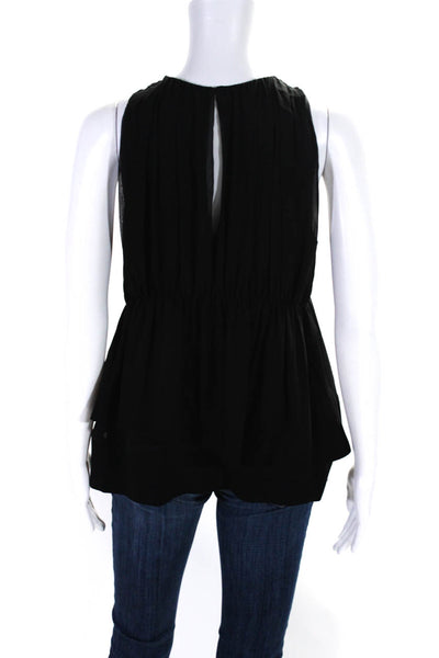 3.1 Phillip Lim Womens Black Silk Crew Neck Layered Sleeveless Blouse Top Size 4